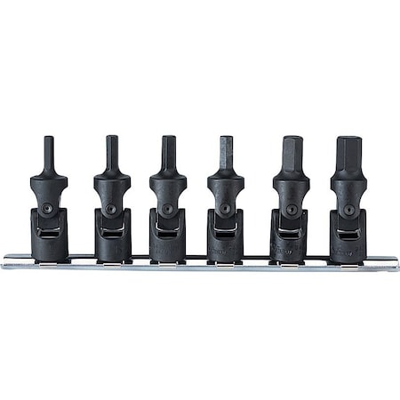 Ko-Ken Universal Bit Socket set 5mm-12mm Hex 150mm 6 pieces 3/8 Sq. Drive RS3430M/6